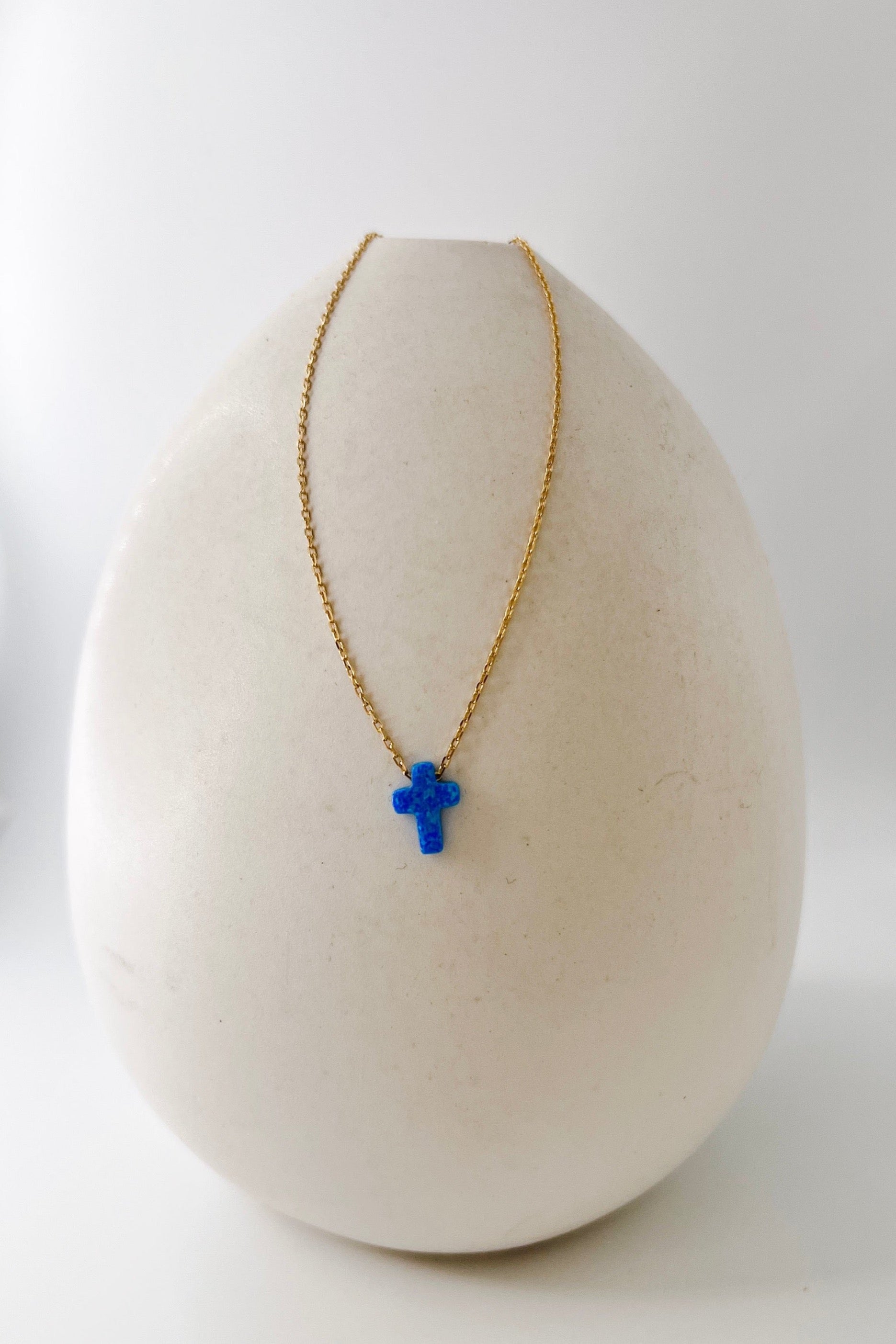 Cross necklace clearance blue