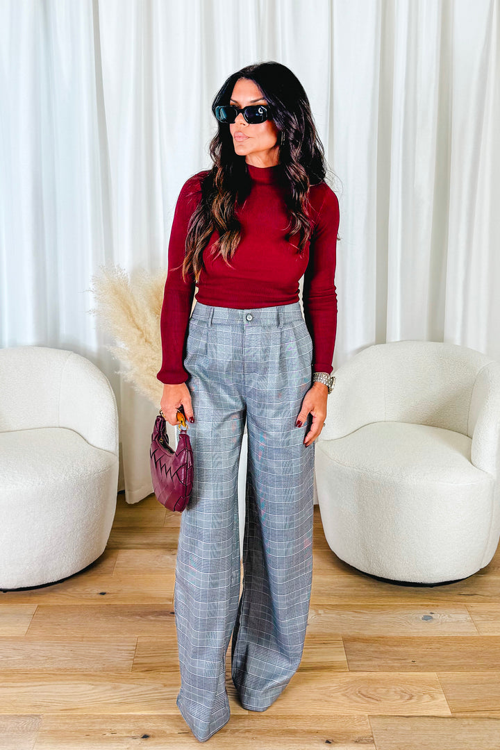 Tracey Plaid Front Pleated Trousers