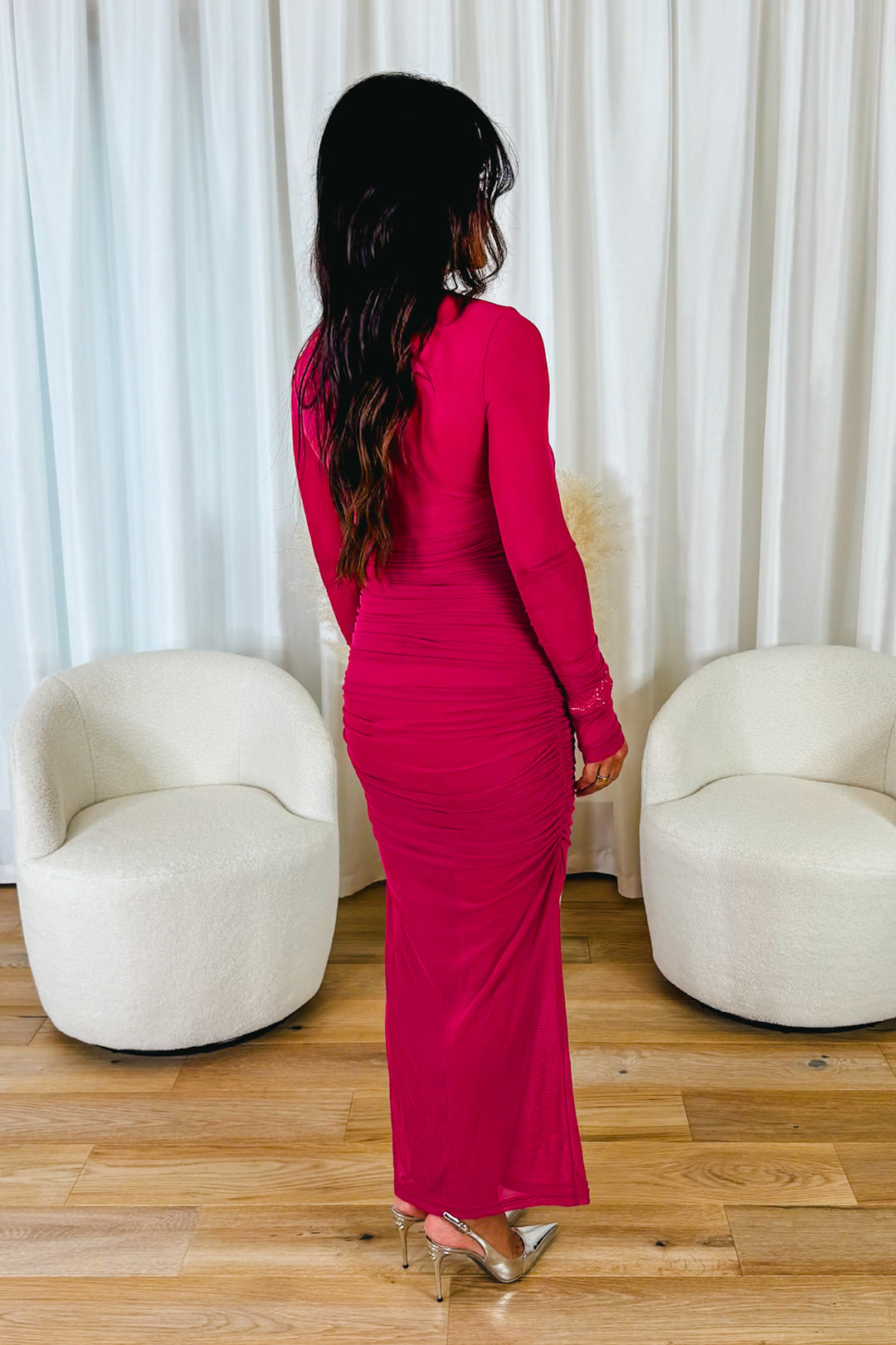 Magenta Midi Dress