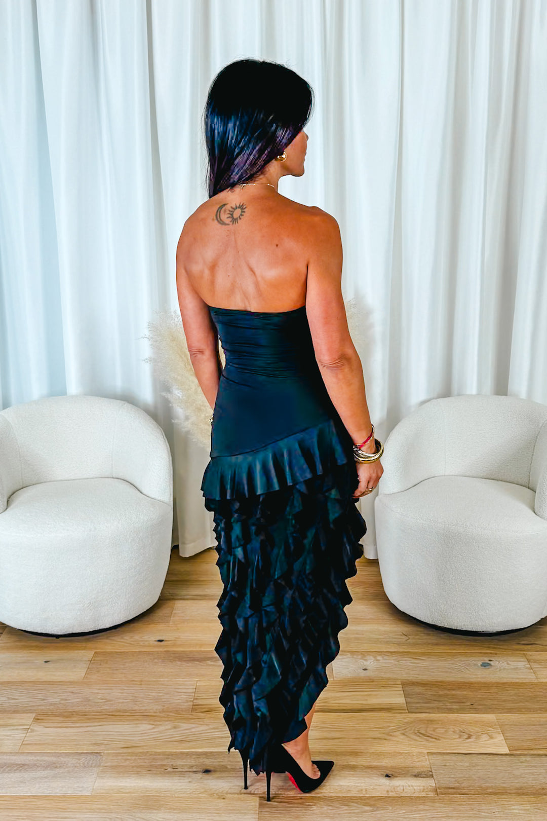 Ashley Strapless Ruffle Maxi Dress